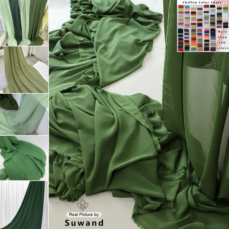 Wedding Backdrop Curtain - Tkanina szyfonowa w kolorze oliwkowej zieleni,