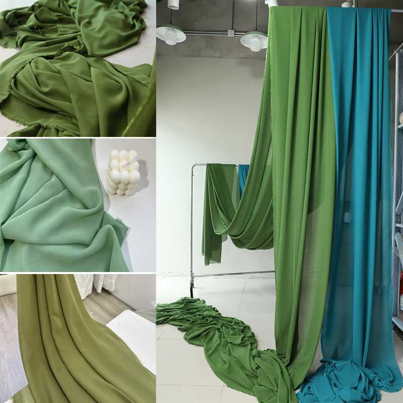 Wedding Backdrop Curtain - Oliwkowy awokado zielona szyfonowa tkanina ślubna