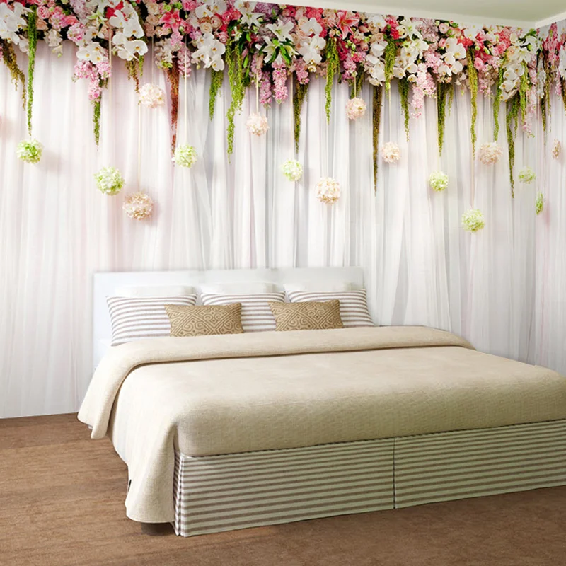 Wedding Backdrop Curtain - Niestandardowa tkanina ścienna Moda Kwiaty Kurtyna