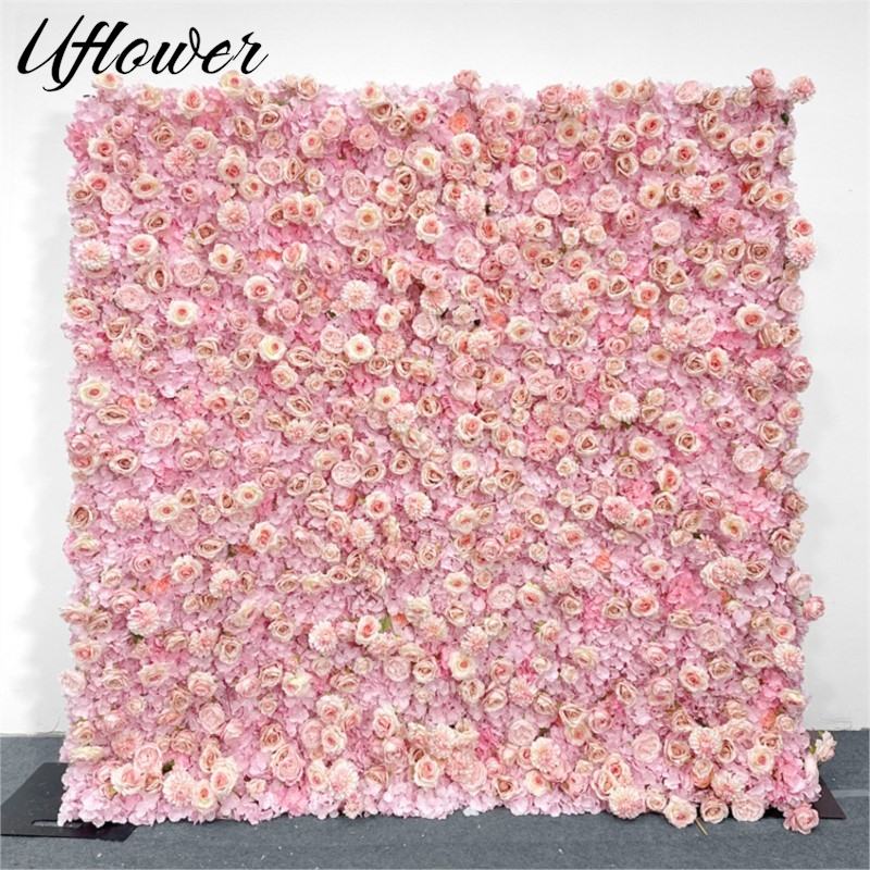 Wedding Backdrop Curtain - Ścianka z kwiatów z tkaniny: różowe