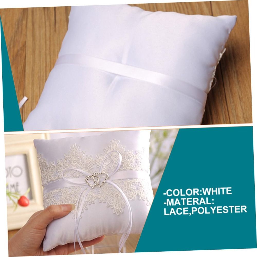 Ring Bearer Pillow - Biała koronkowa poduszka na obrączki ślubne