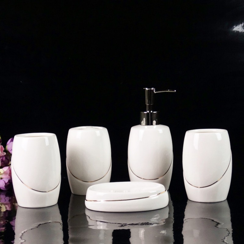 Wedding Bathroom Supply Kit - Biały ceramiczny zestaw akcesoriów łazienkowych/prezent ślubny