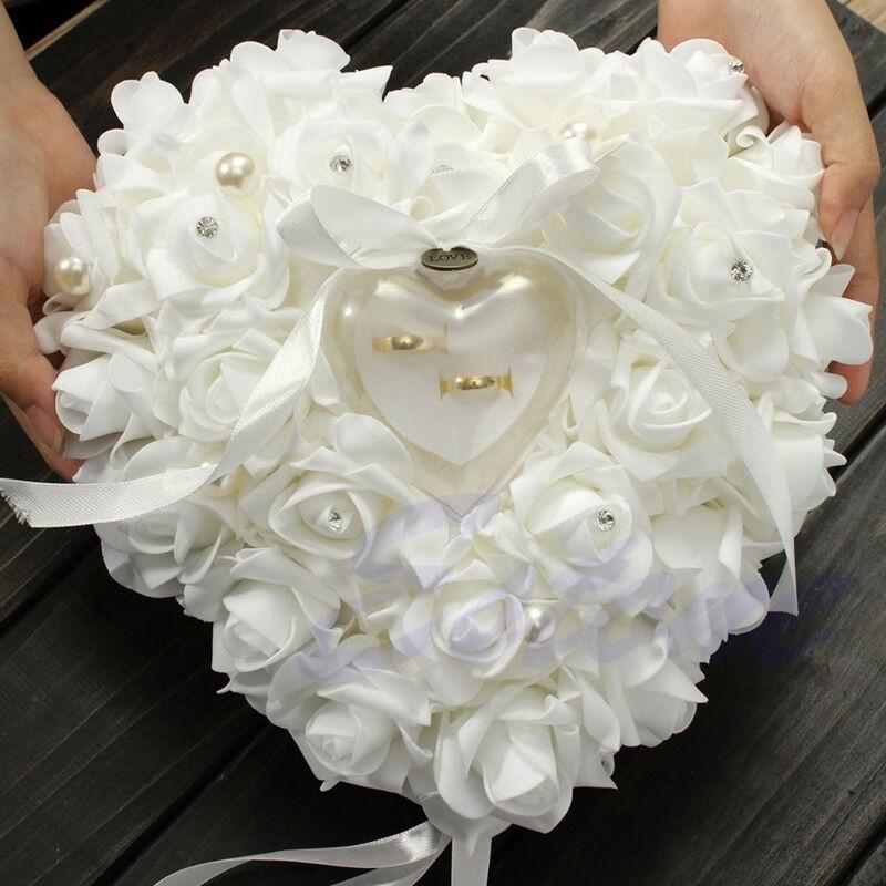 Ring Bearer Pillow - Ceremonia ślubna satyna w kolorze kości