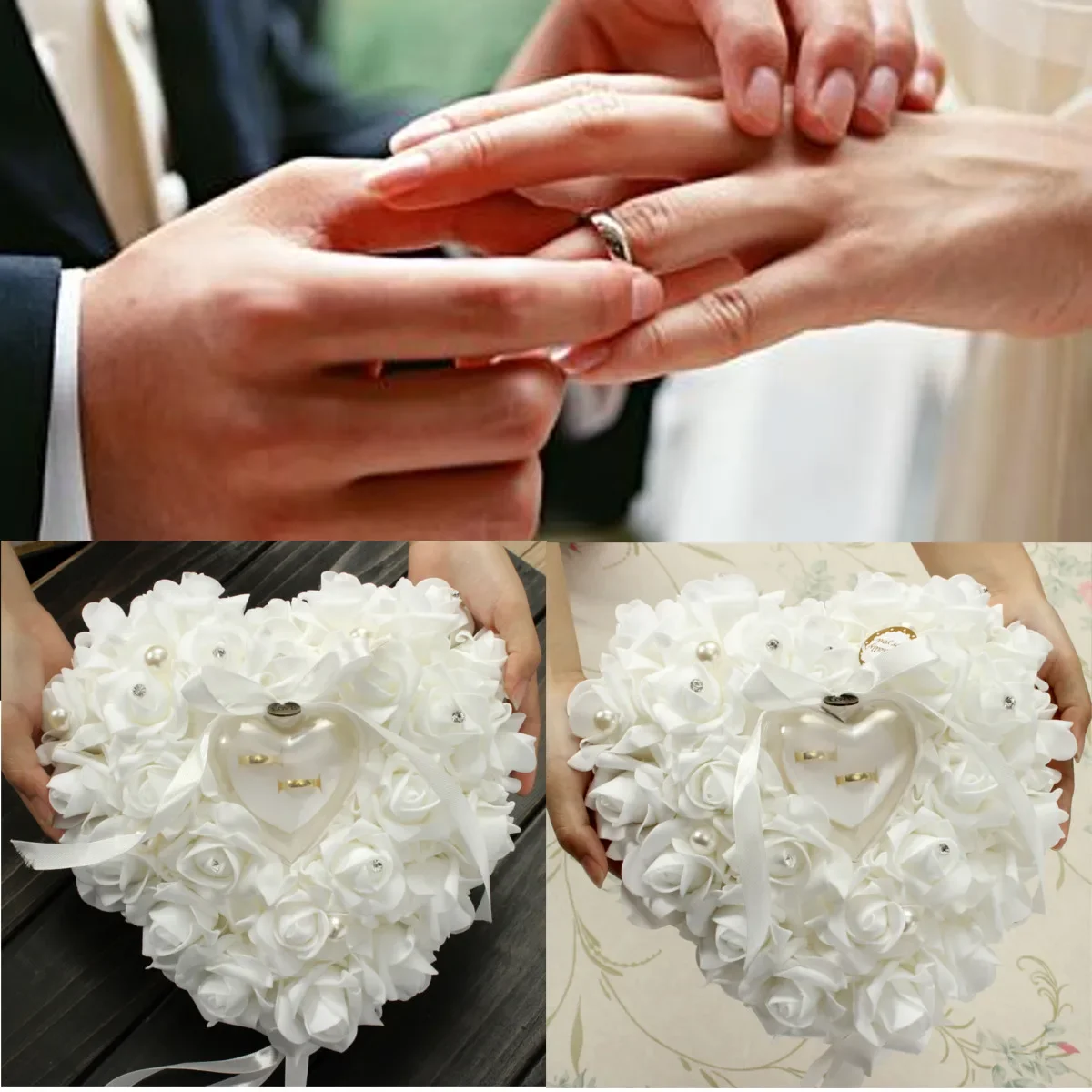 Biała poduszka na obrączki w k – Ring Bearer Pillow recenzja i cena